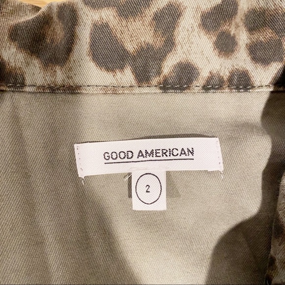 Good American | Sage Leopard Animal Print Safari Utility Cargo Chore Jacket - Picture 11 of 14